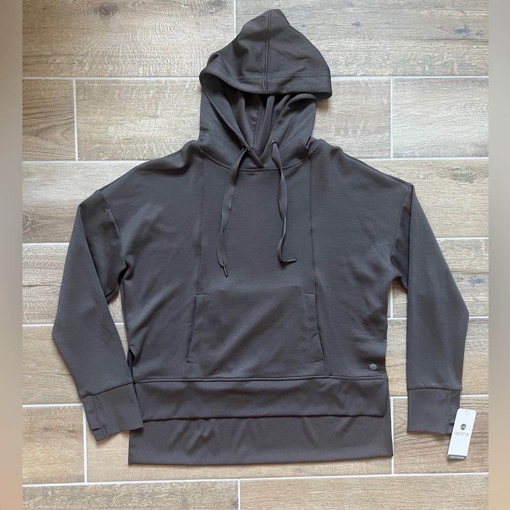 Apana Yoga Hooded Dark Gray Sweatshirt Women’s Medium NWT